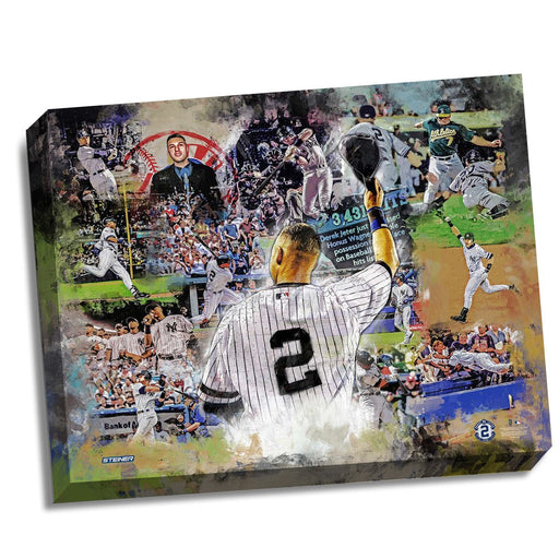 Derek Jeter Greatest Moments Painted Graphic Collage 30x38 Stretched Canvas Color