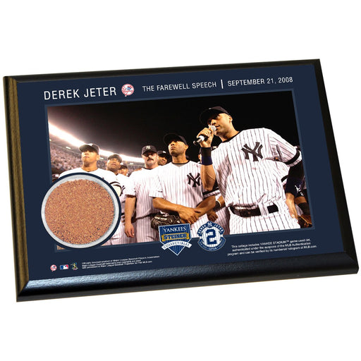 Derek Jeter Moments: Farewell Speech 4x6 Dirt Plaque