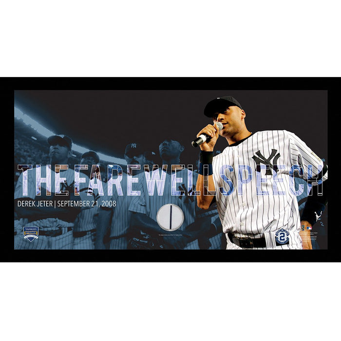 Derek Jeter Moments: Farewell Speech Collage Text Overlay w Game Used Uniform Framed 9.5x19 7331 Style