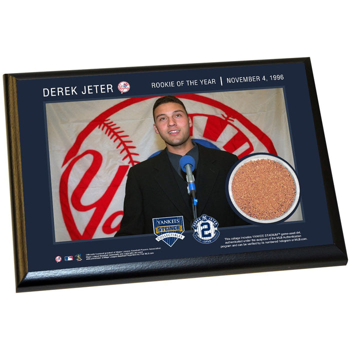 Derek Jeter Moments: Rookie of the Year 4x6 Dirt Plaque