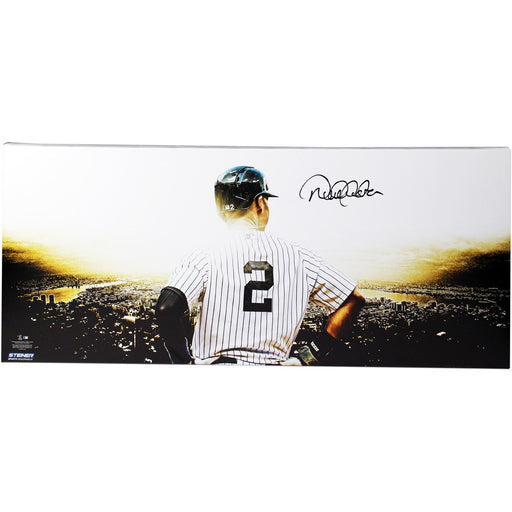 Derek Jeter Overlooking New York City Big Sig Signed Stretched 24x55 Canvas