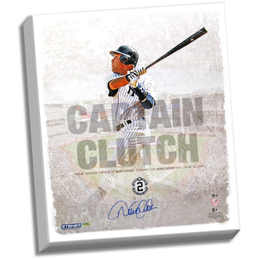 Derek Jeter Signed Captain Clutch 22x26 Canvas (MLB Auth)