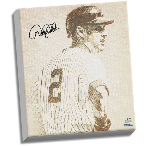 Derek Jeter Signed Vintage Patch Composition 22x26 Canvas