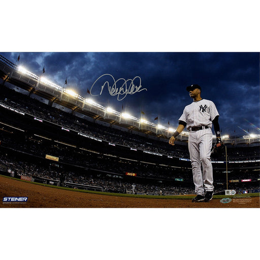 Derek Jeter Signed Walking to Dugout with Clouds in Shot (Bottom View) 12X20 Photo (MLB Auth)