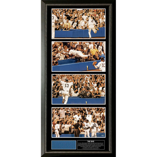 Derek Jeter The Dive Story Board Framed 16.5x39 4 Photo Collage w Engraved Nameplate and Wall Panel