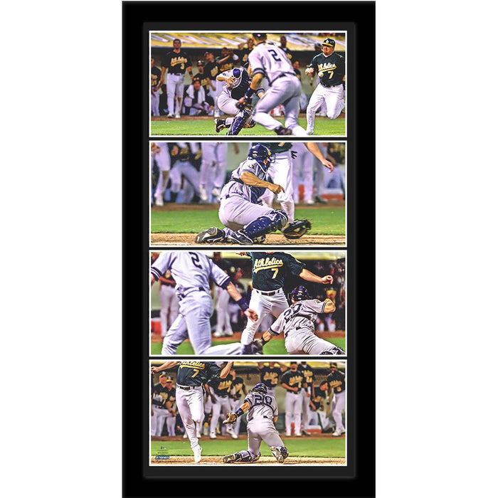 Derek Jeter The Flip Story Board Framed 6x12 4 Photo Collage