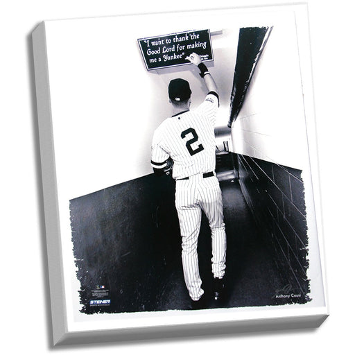 Derek Jeter Tunnel Right Hand Touching Quote Stretched 22x26 Canvas (Signed by Anthony Causi)