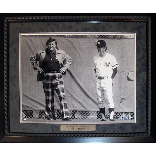 George Steinbrenner Standing with Billy Martin 16x20 Framed Photo w Engraved Nameplate