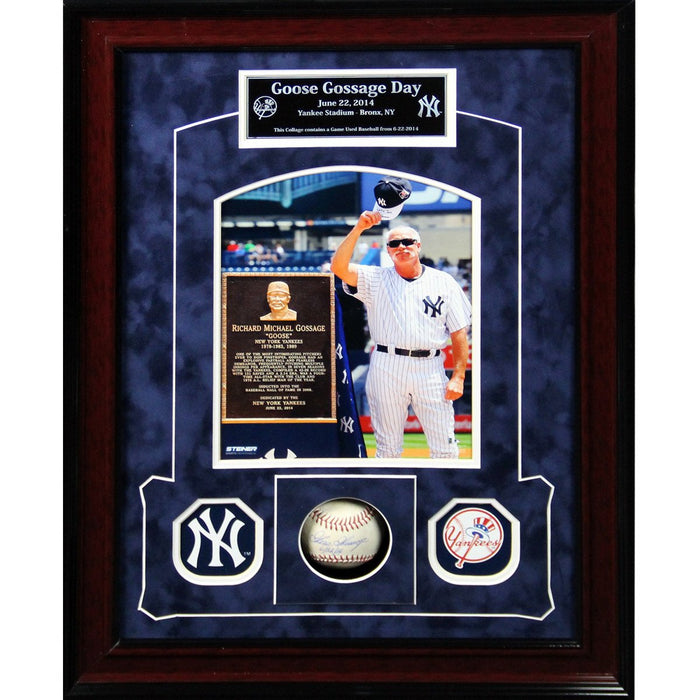 Goose Gossage Signed & Inscribed w Date Orioles at Yankees 6-22-2014 Game Used Baseball Framed 14x20 Gossage Day Collage (MLB Au