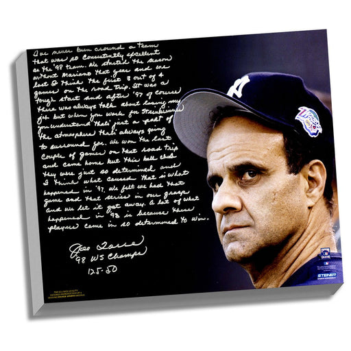 Joe Torre Facsimile 1998 Team of the Century Stretched 16x20 Story Canvas