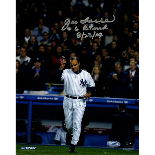 Joe Torre Signed Tip Cap 8x10 photo w 6 Retired 82314 Insc.