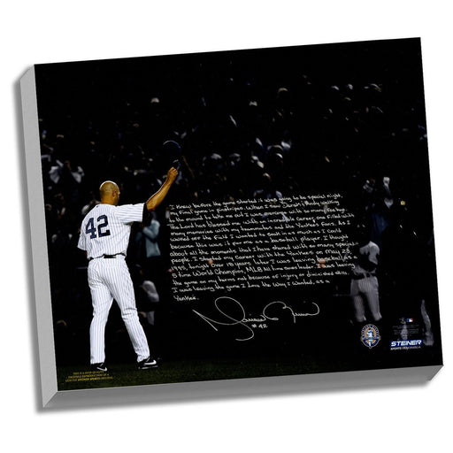 Mariano Rivera Facsimile Last Game in Pinstripes Stretched 22x26 Story Canvas