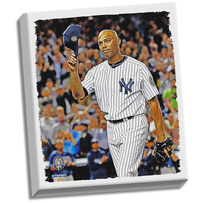 Mariano Rivera Final Game Tip Cap Stretched 22x26 Canvas