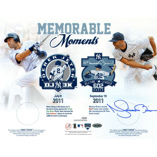 Mariano Rivera Signed Memorable Moments Dirt Collage 11x14 Photo (Signed over Dirt Circle)