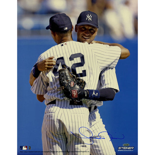 Mariano RiveraSigned on Mound Hugging Derek Jeter Vertical 16x20 Photo