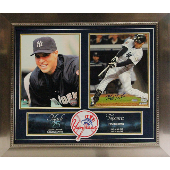 Mark Teixeira Autographed 2 Photo Collage wNYY Patch - (16x19 7512)