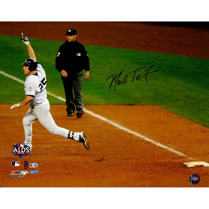 Mark Teixeira Celebrating While Rounding First After 2009 ALDS Walk Off HR Horizontal 16x20 Photo (MLB Auth)