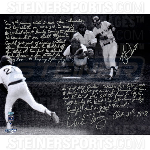 Mike TorrezBucky Dent Signed 1978 American League East Tie-Breaker game 16x20 Story Photo