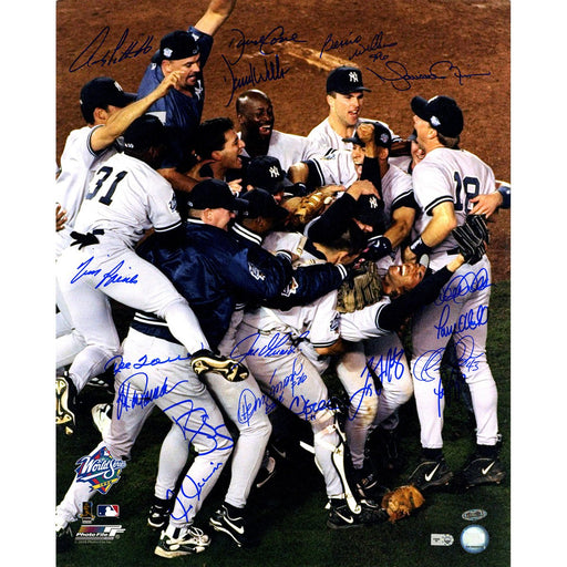 New York Yankees Multi Signed 1998 WS Celebration 16x20 Photo (MLB Auth) (18 Sigs)