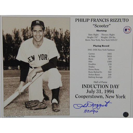 Phil Rizzuto 8x10 HOF Induction Photo (3rd Party Holo & SSM Cert)