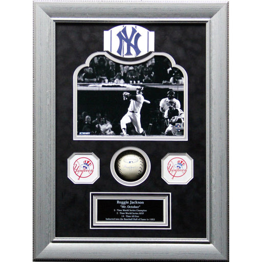 Reggie Jackson Signed Baseball Shadowbox (14x20 BW212-1106 )