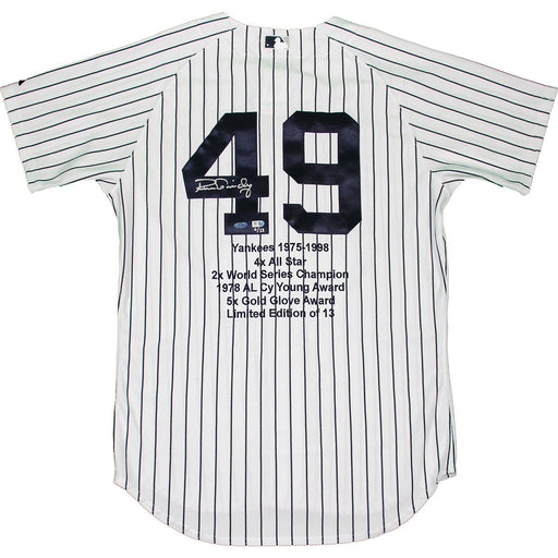 Ron Guidry Signed Authentic Yankees Pinstripe Jersey w Embroidered Stats (LE13)(MLB Auth)