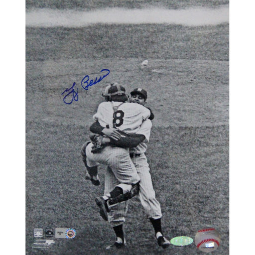 Yogi Berra Hugging Larsen Signed 8x10 Photo