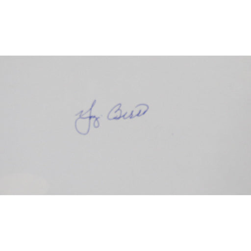 Yogi Berra Signed 3x5 Note Card (JSA)