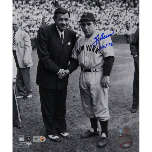 Yogi Berra Signed 8x10 Photo w Babe Ruth w HOF 1972 Insc (MLB Auth)