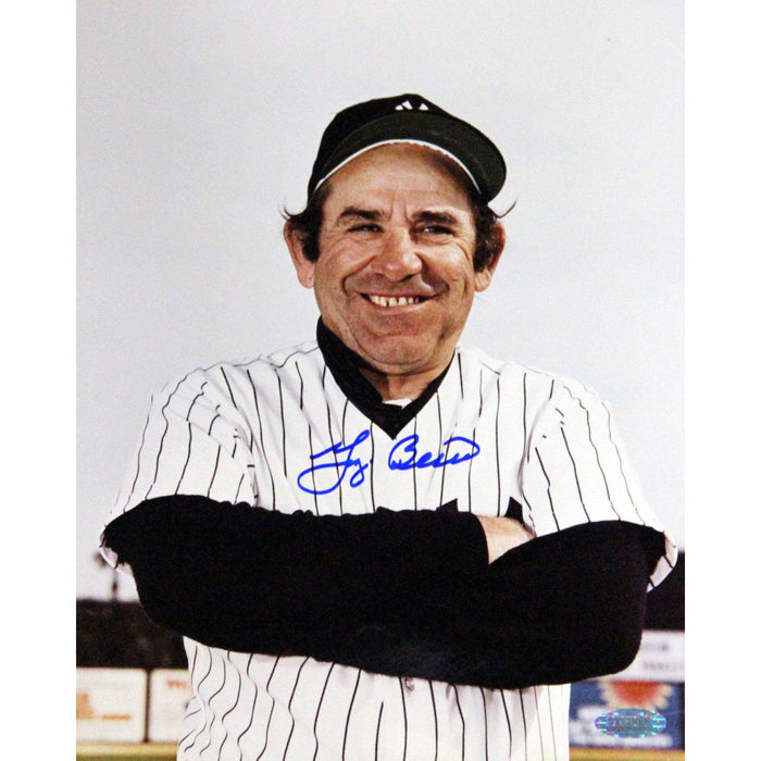 Yogi Berra Signed Arms Crossed In Uniform Color 8x10 Photo