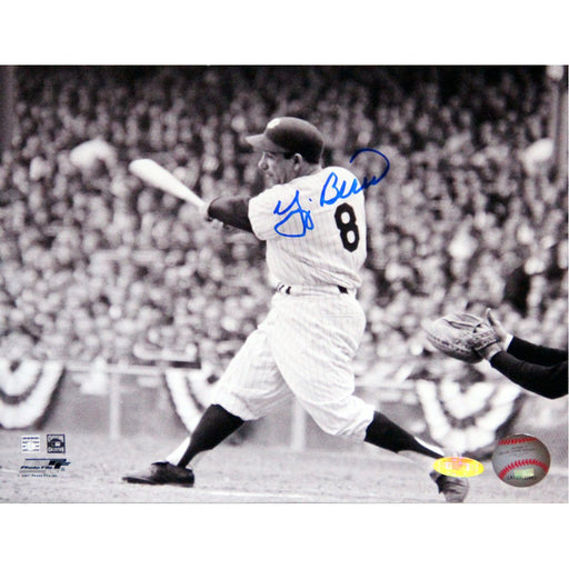 Yogi Berra Signed Back View Swing BW Horizontal 8x10 Photo