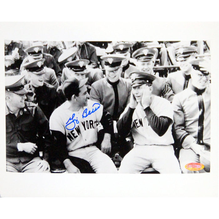 Yogi Berra Signed BW w Mickey Mantel and Academy Horizontal 8x10 Photo