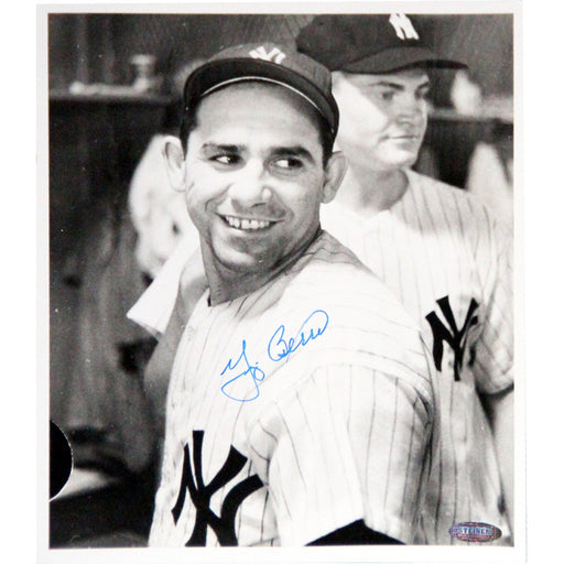 Yogi Berra Signed Looking Back BW 8x10 Photo