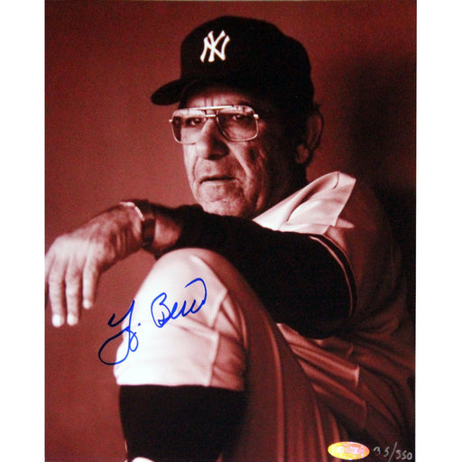 Yogi Berra Signed Posing with Knee Up Sepia 8x10 Photo (LE350)