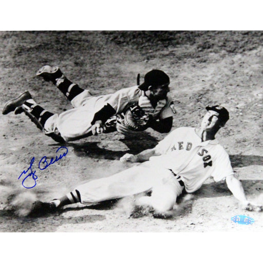 Yogi Berra Signed Tagging Ted Williams at Home Plate 8x10 Photo