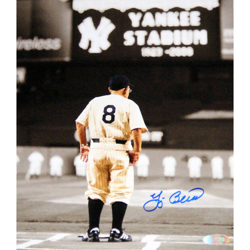 Yogi Berra Signed Yankee Stadium In Uniform Back View8x10 Photo