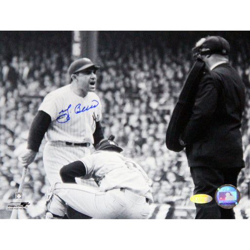 Yogi Berra Signed Yelling at Umpire BW Horizontal 8x10 Photo