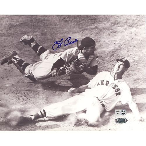 Yogi Berra Vs. Ted Williams Slide B&W Horizontal 8x10 Photo (MLB Auth)