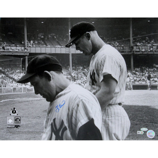 Yogi Berra Walking Into Dugout with Mantle Signed 16x20 Photo (MLB Auth)