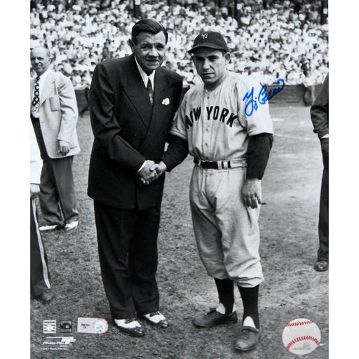 Yogi Berra with Babe Ruth B&W 8X10 (MLB Auth)