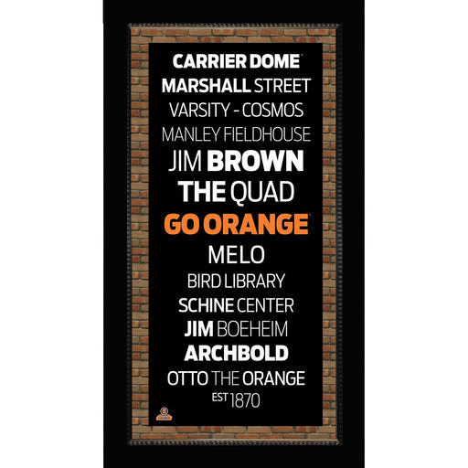 Syracuse University Subway Sign Framed 10x20 7331 Style (Brick Background)