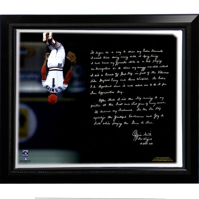 Ozzie Smith Facsimile Flip Framed Stretched 22x26 Story Canvas