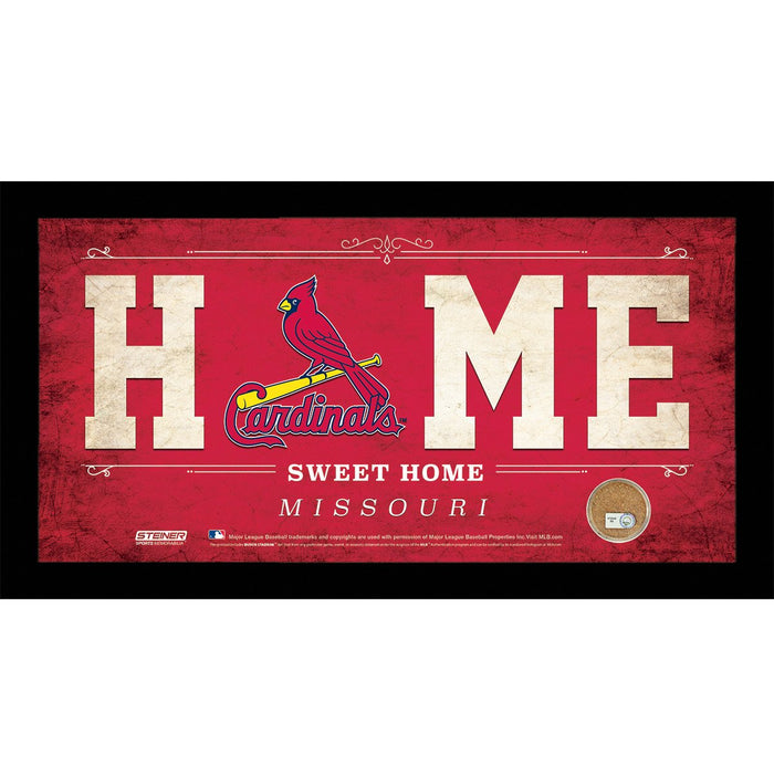 St. Louis Cardinals 10x20 Home Sweet Home Sign with Game-Used Dirt from Busch Stadium