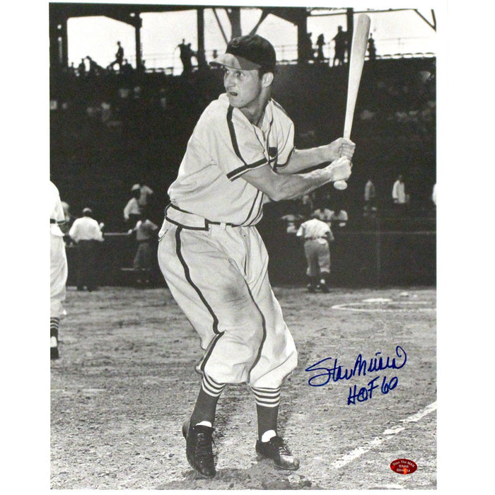 Stan Musial Signed BW Batting 11x14 Photo w HOF insc (Stan the Man Auth)