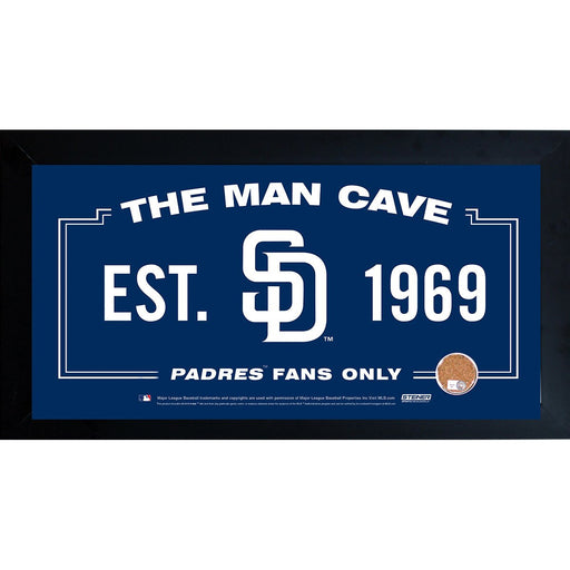 San Diego Padres Man Cave Framed 10x20 Sign w Authentic Game-Used Dirt Capsule (MLB Auth)