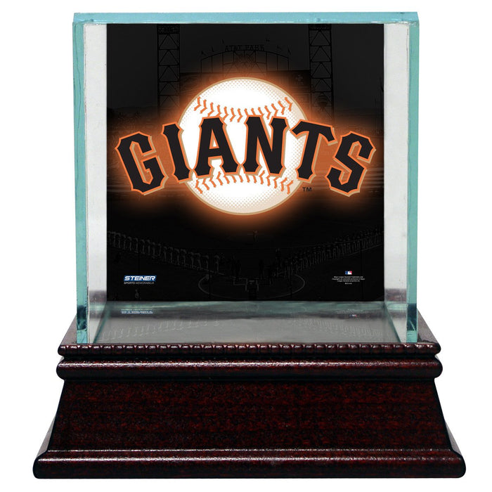 San Francisco Giants Glass Single Baseball Case with Team Logo Background