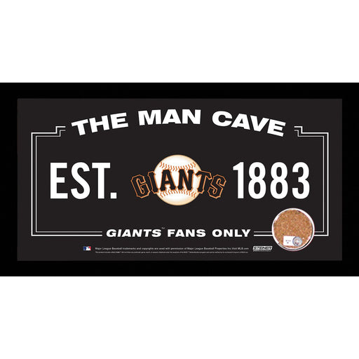 San Francisco Giants Man Cave Sign 6x12 Framed Photo With Authentic Game-Used Dirt (MLB Authenticated)