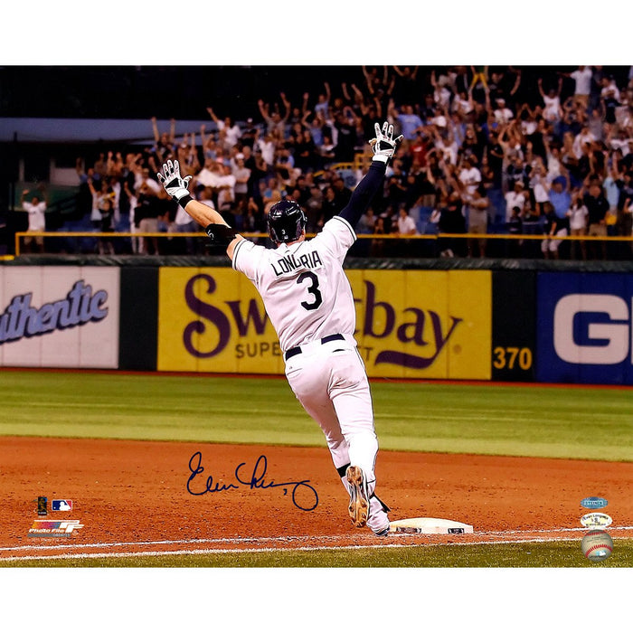 Evan Longoria Signed Playoff Clincher Walk-Off 16x20 Photo