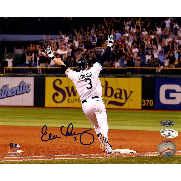 Evan Longoria Signed Playoff Clincher Walk-Off 8x10 Photo