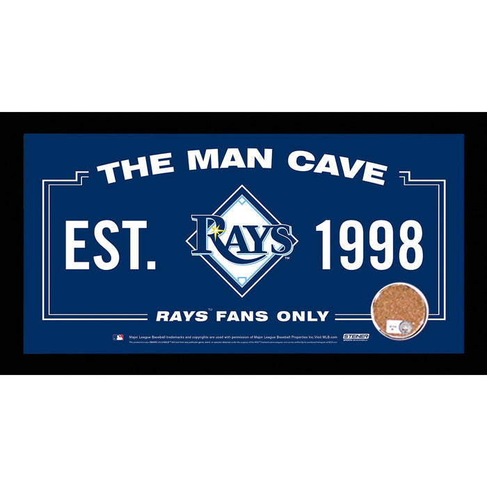 Tampa Bay Rays Man Cave Sign 6x12 Framed Photo With Authentic Game-Used Dirt Capsule (MLB Auth)